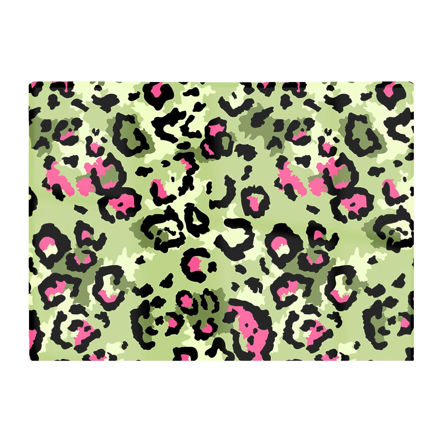 Green And Pink Leopard Print Glass Chopping Board