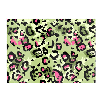 Green And Pink Leopard Print Glass Chopping Board
