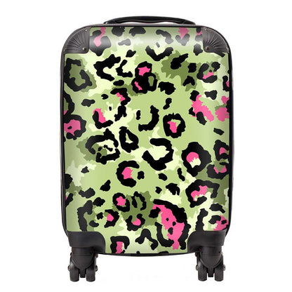 Green And Pink Leopard Print Suitcase