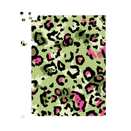 Green And Pink Leopard Print Jigsaw Puzzle