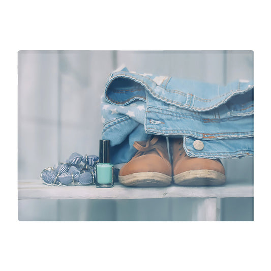 Shoes On The Bench Glass Chopping Board