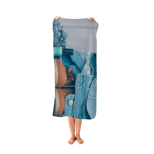 Shoes On The Bench Beach Towel