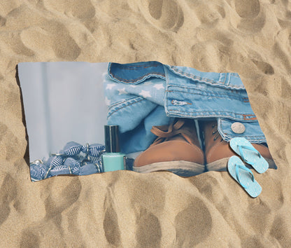 Shoes On The Bench Beach Towel