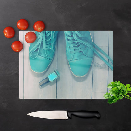 Lipstick Shoes Glass Chopping Board