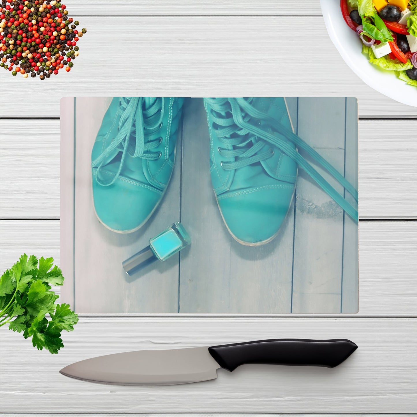 Lipstick Shoes Glass Chopping Board