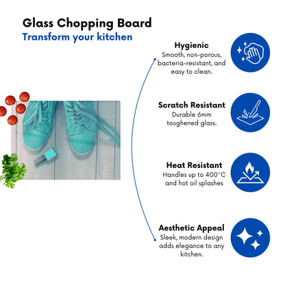 Lipstick Shoes Glass Chopping Board