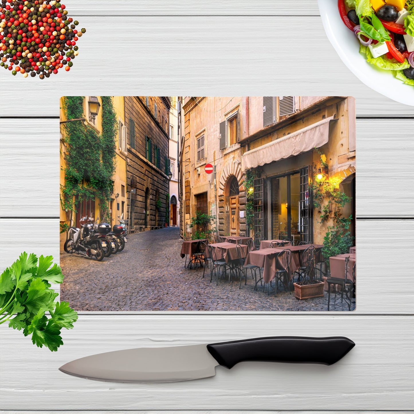 Cozy Rome Street Glass Chopping Board