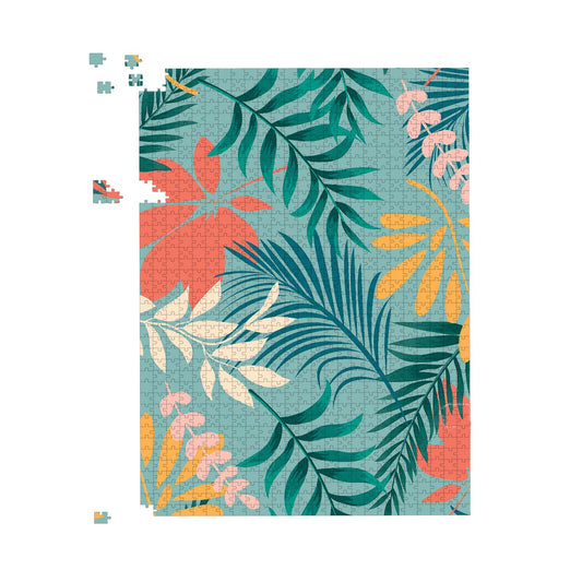 Abstract Bright Colorful Tropical Leaves Jigsaw Puzzle
