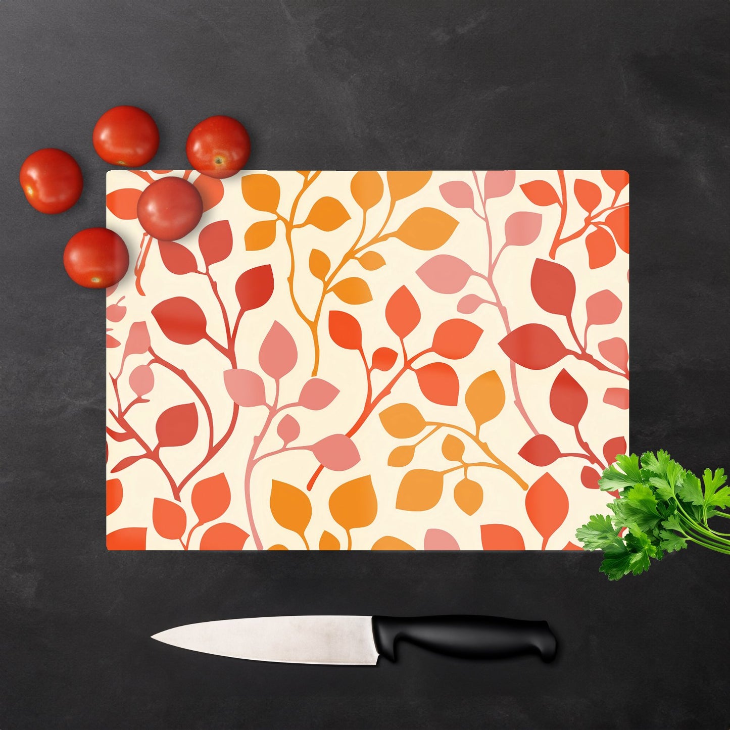 Colorful Autumn Leaves Glass Chopping Board