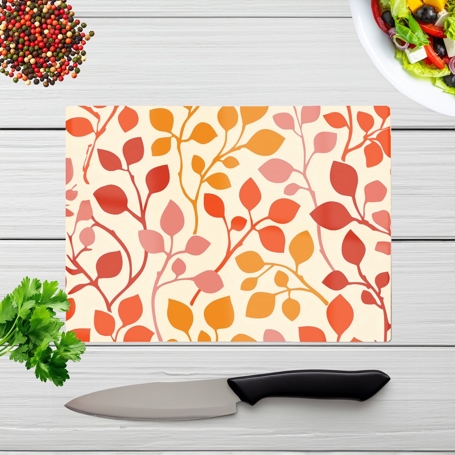 Colorful Autumn Leaves Glass Chopping Board