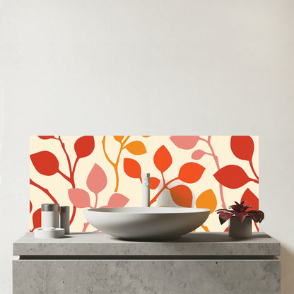 Colorful Autumn Leaves Glass Bathroom Splashback