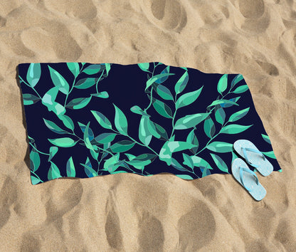 Delicate Green Foliage Beach Towel