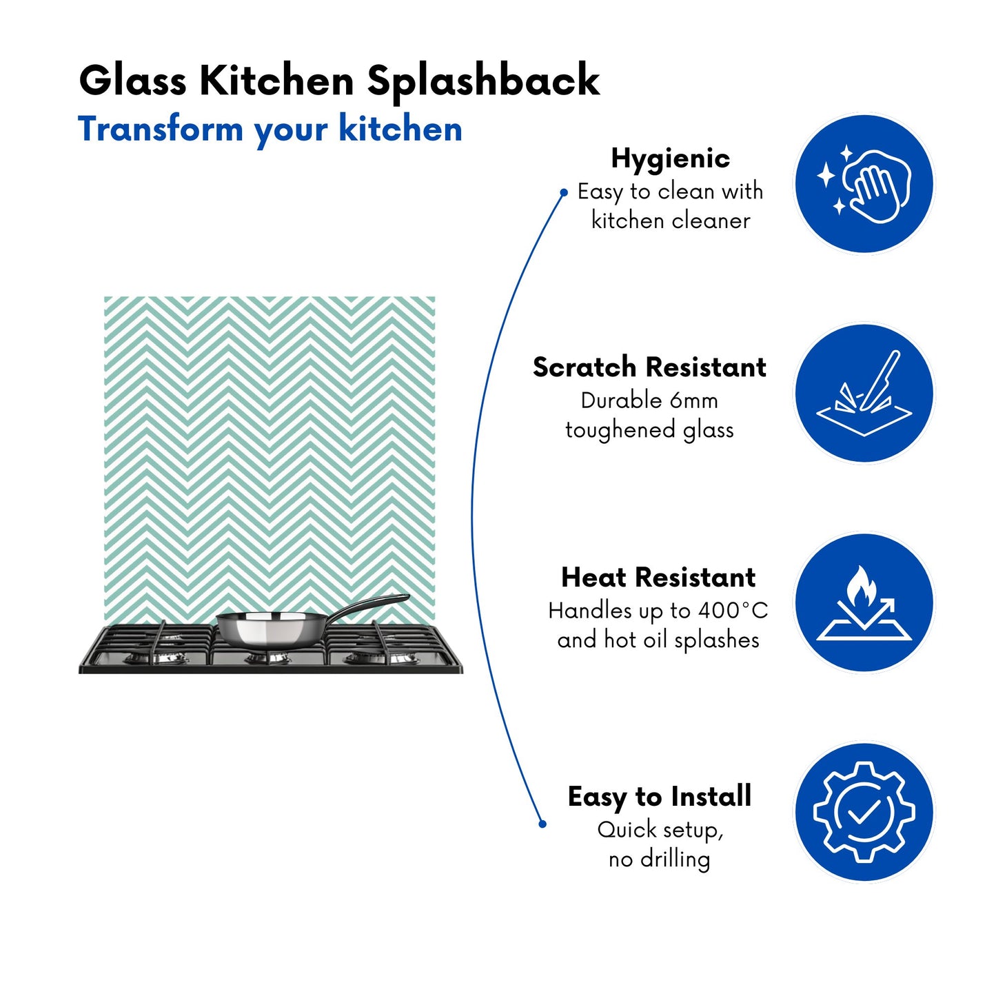 Geometric Chevron Pattern Kitchen Splashback
