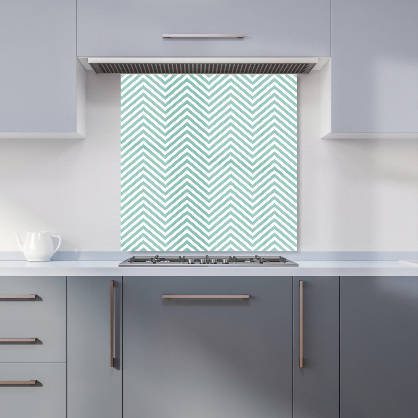 Geometric Chevron Pattern Kitchen Splashback