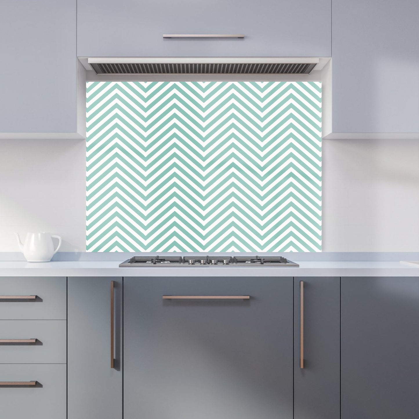 Geometric Chevron Pattern Kitchen Splashback