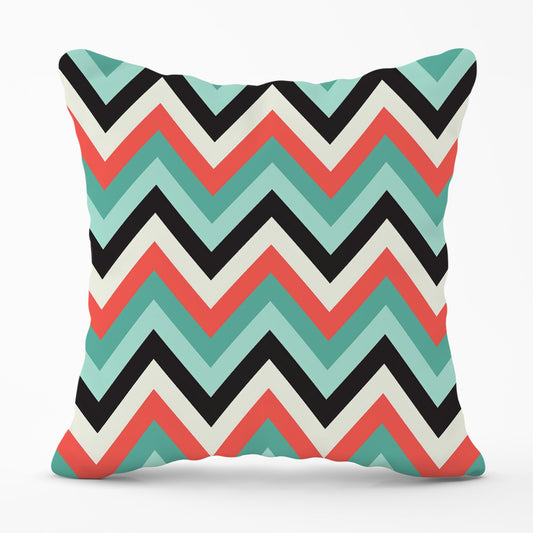 Geometric Colored Chevron Pattern Cushions