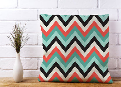Geometric Colored Chevron Pattern Cushions