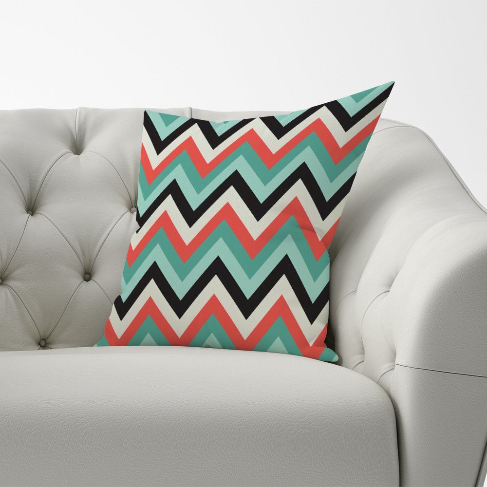 Geometric Colored Chevron Pattern Cushions
