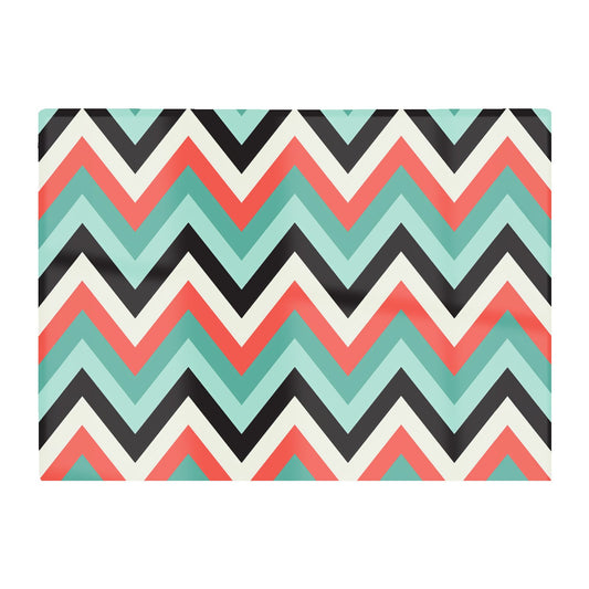 Geometric Colored Chevron Pattern Glass Chopping Board