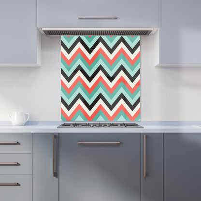 Geometric Colored Chevron Pattern Kitchen Splashback