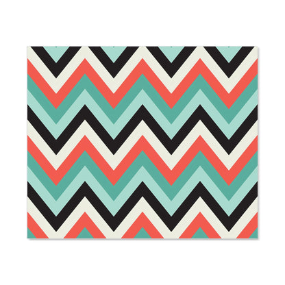 Geometric Colored Chevron Pattern Kitchen Splashback