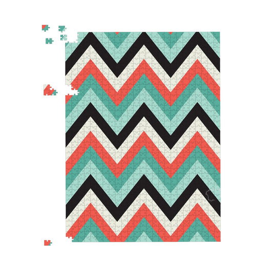 Geometric Colored Chevron Pattern Jigsaw Puzzle