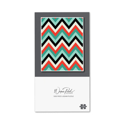 Geometric Colored Chevron Pattern Jigsaw Puzzle