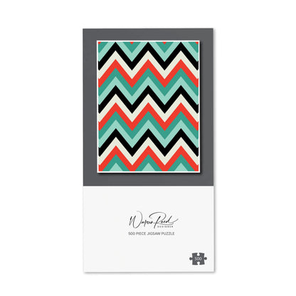 Geometric Colored Chevron Pattern Jigsaw Puzzle