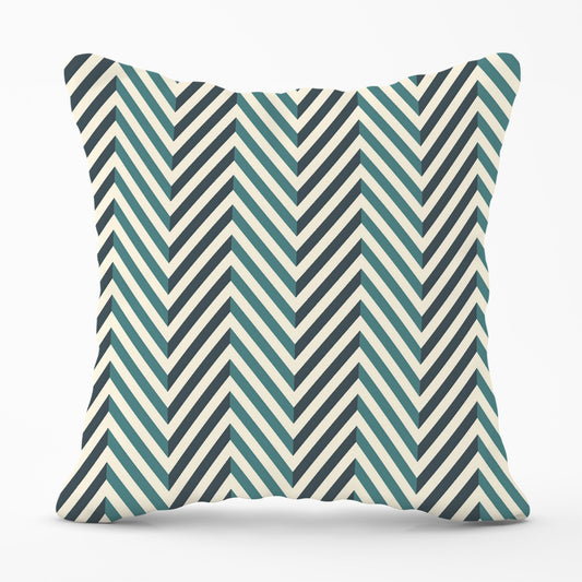 Geometric Herringbone Chevron Blues Cushions