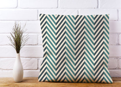 Geometric Herringbone Chevron Blues Cushions