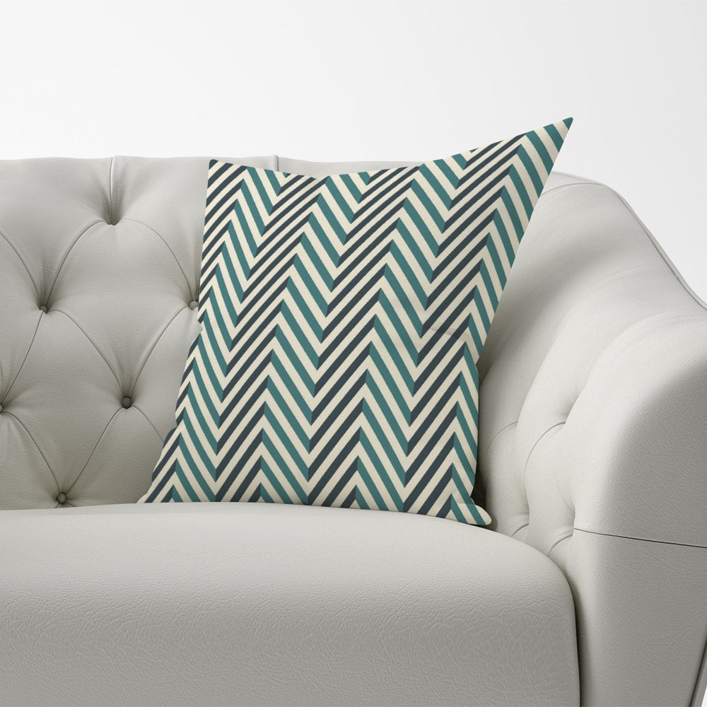 Geometric Herringbone Chevron Blues Cushions