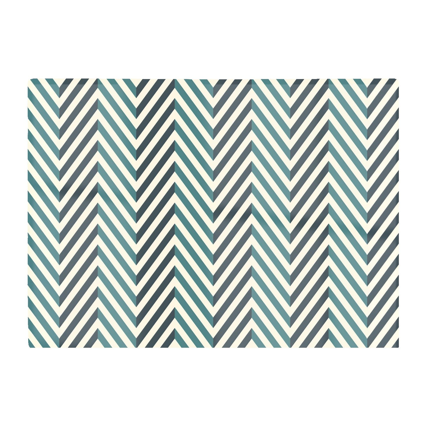 Geometric Herringbone Chevron Blues Glass Chopping Board