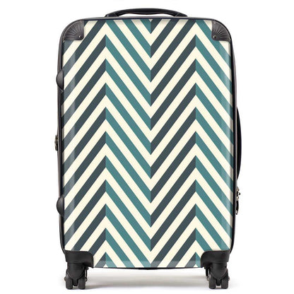 Geometric Herringbone Chevron Blues Suitcase