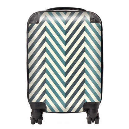 Geometric Herringbone Chevron Blues Suitcase