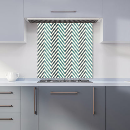 Geometric Herringbone Chevron Blues Kitchen Splashback