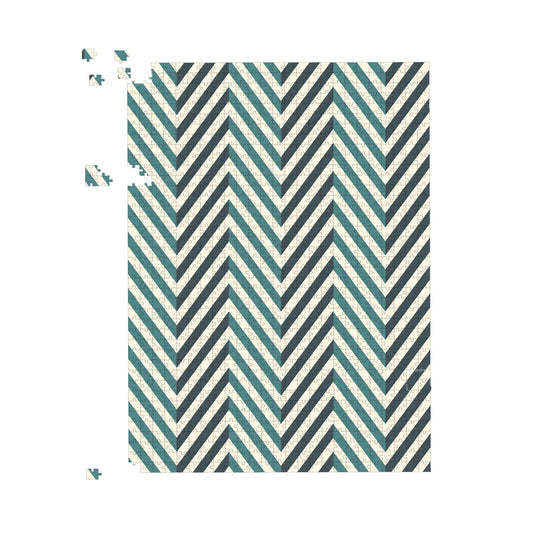 Geometric Herringbone Chevron Blues Jigsaw Puzzle