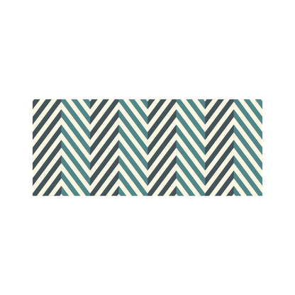 Geometric Herringbone Chevron Blues Glass Bathroom Splashback