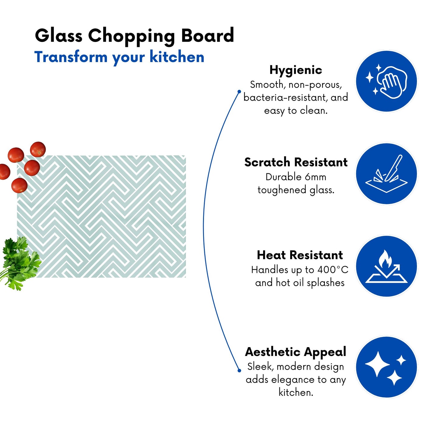 Geometric Modern Ornment Glass Chopping Board