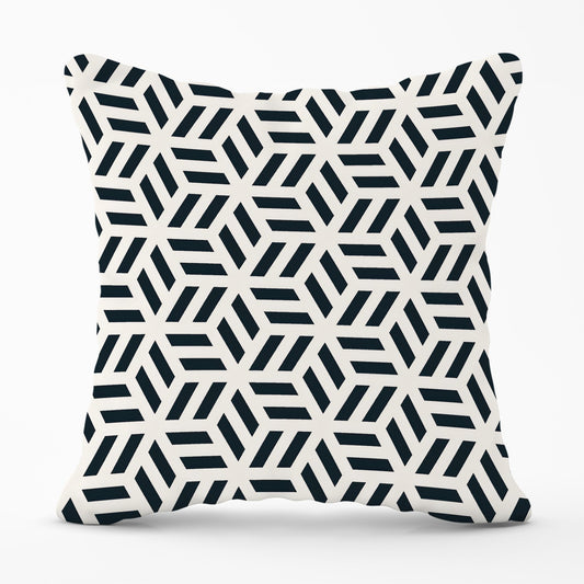 Geometric Monochrome Hexagonal Pattern Cushions