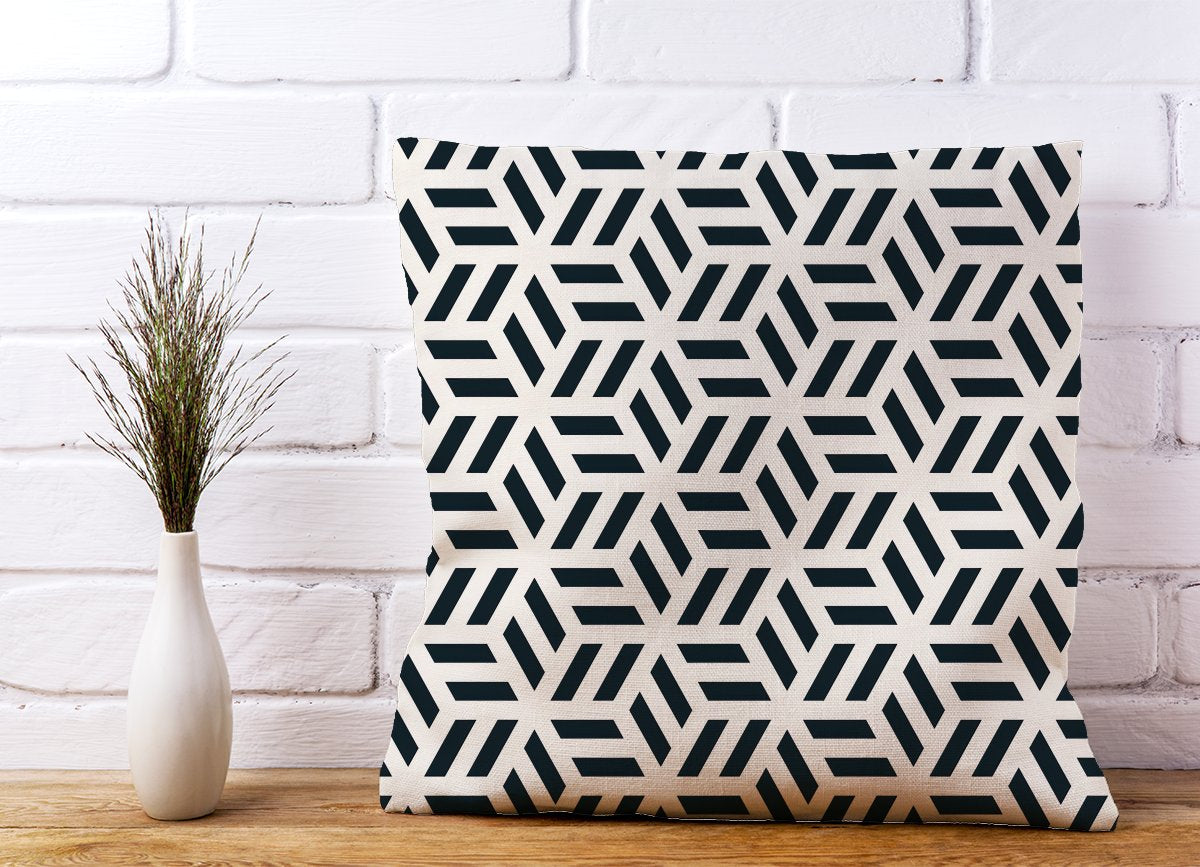 Geometric Monochrome Hexagonal Pattern Cushions