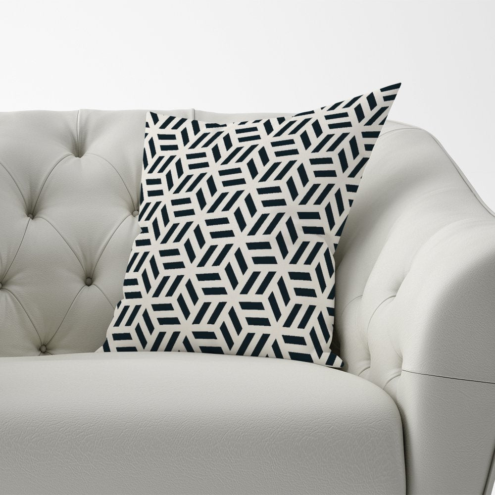 Geometric Monochrome Hexagonal Pattern Cushions