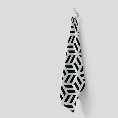 Geometric Monochrome Hexagonal Pattern Tea Towel