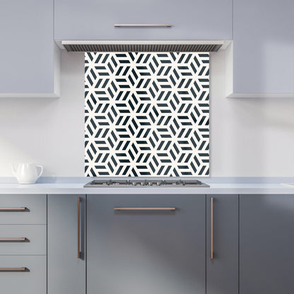 Geometric Monochrome Hexagonal Pattern Kitchen Splashback
