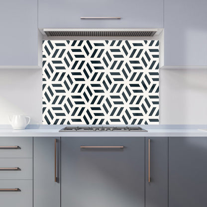 Geometric Monochrome Hexagonal Pattern Kitchen Splashback