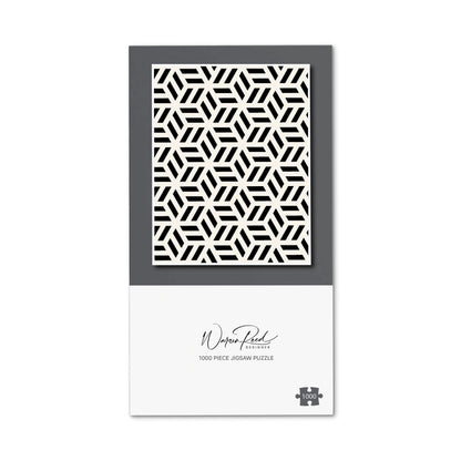 Geometric Monochrome Hexagonal Pattern Jigsaw Puzzle