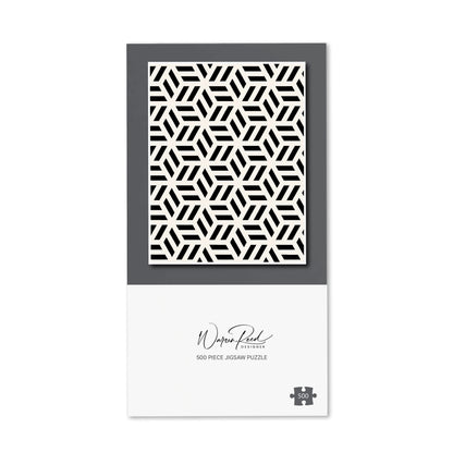 Geometric Monochrome Hexagonal Pattern Jigsaw Puzzle