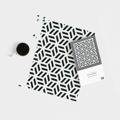 Geometric Monochrome Hexagonal Pattern Jigsaw Puzzle