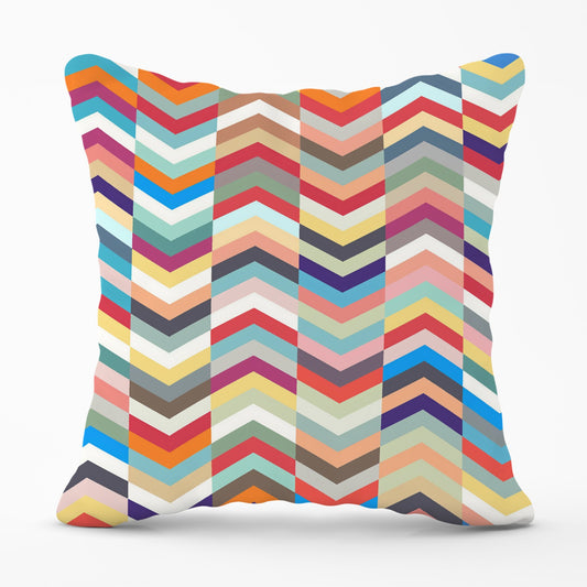 Geometric Multi Colored Chevron Pattern Cushions