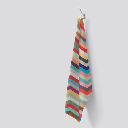 Geometric Multi Colored Chevron Pattern Tea Towel