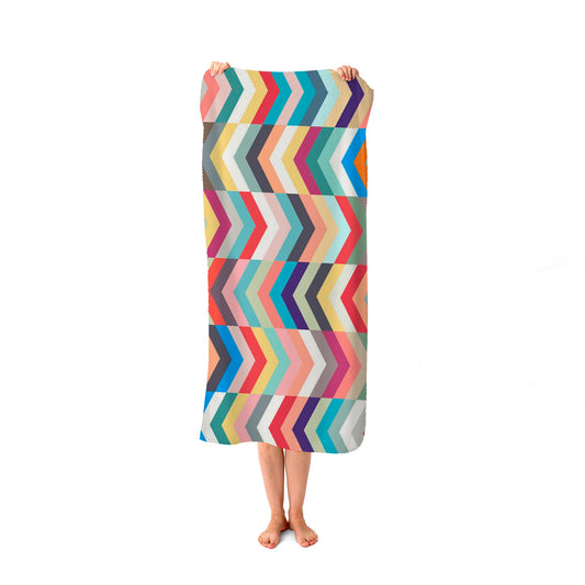 Geometric Multi Colored Chevron Pattern Beach Towel